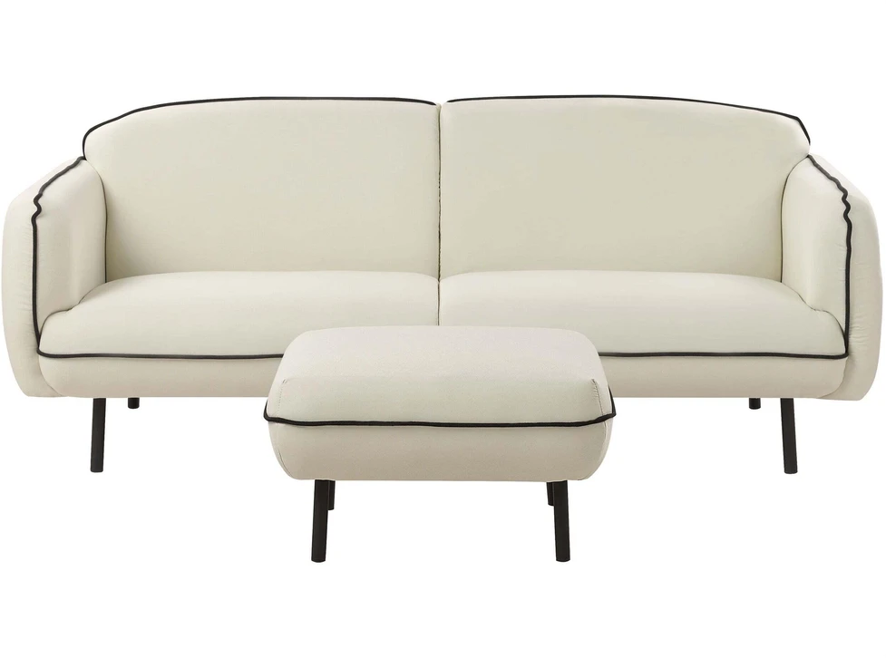 Beliani 3-vietė sofa TONSBERG, šviesiai smėlio spalvos, su otomanė