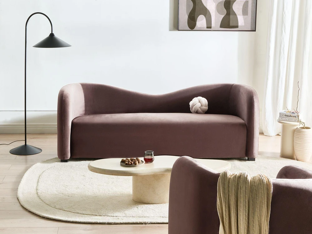 Beliani 3-vietė sofa VELTADA, tamsiai ruda veliūrinė