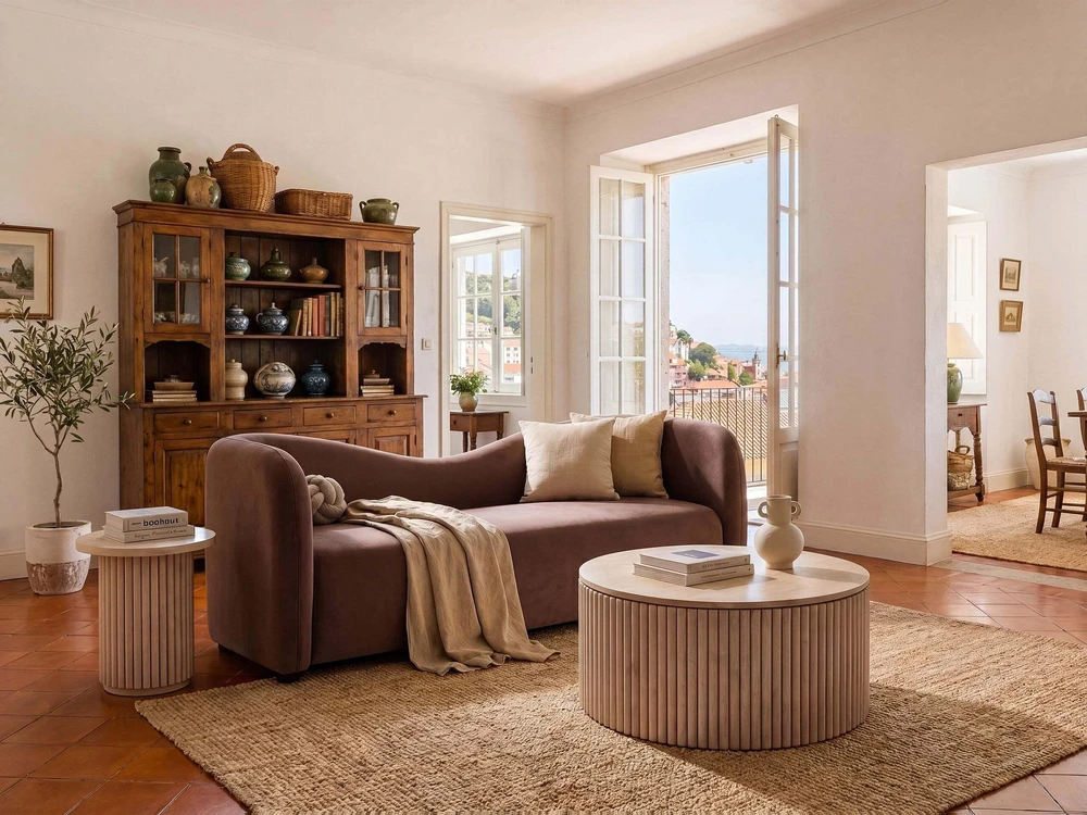 Beliani 3-vietė sofa VELTADA, tamsiai ruda veliūrinė