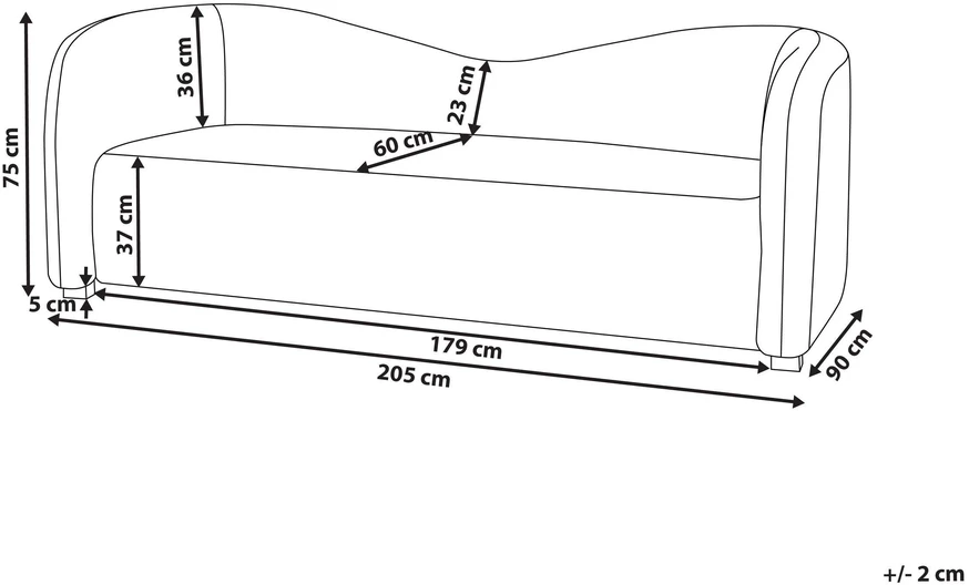 Beliani 3-vietė sofa VELTADA, tamsiai ruda veliūrinė