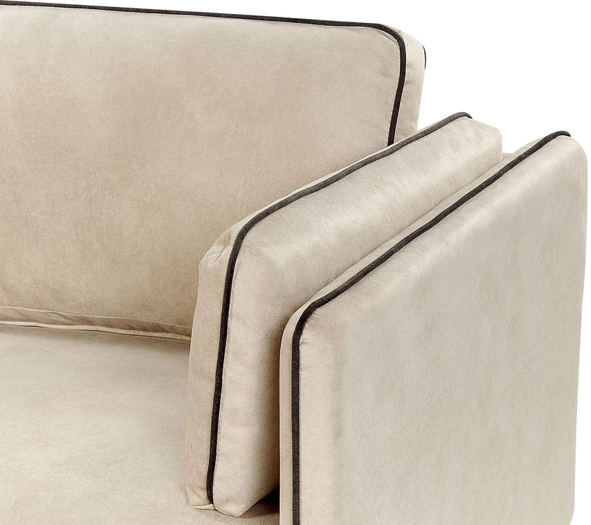Beliani 3 vietų kampinė sofa ALTAN, veliūras, smėlio spalvos, kairinė
