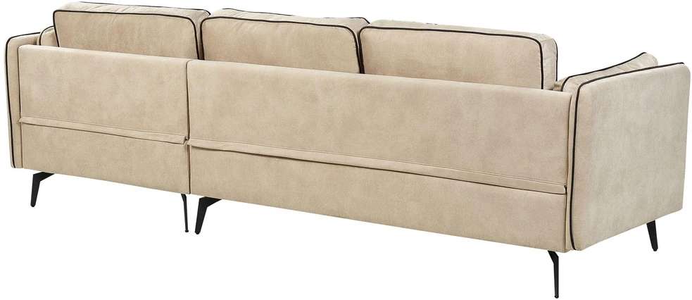 Beliani 3 vietų kampinė sofa ALTAN, veliūras, smėlio spalvos, kairinė
