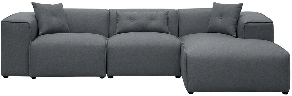 Beliani 3 vietų kampinė sofa DOLVA, tamsiai pilka, kairinė