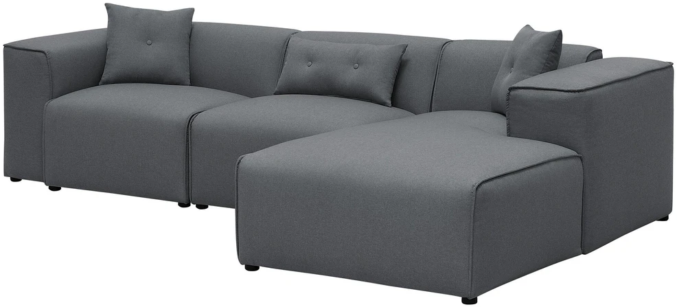 Beliani 3 vietų kampinė sofa DOLVA, tamsiai pilka, kairinė
