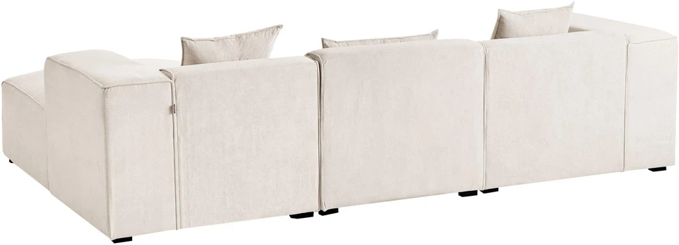 Beliani 3 vietų kampinė sofa DOLVA, velvetas, kreminė balta, kairinė