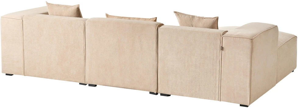 Beliani 3 vietų kampinė sofa DOLVA, velvetas, smėlio spalvos, dešininė