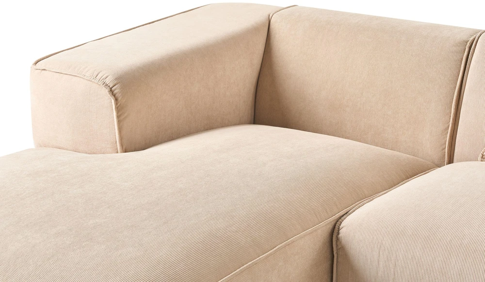 Beliani 3 vietų kampinė sofa DOLVA, velvetas, smėlio spalvos, dešininė