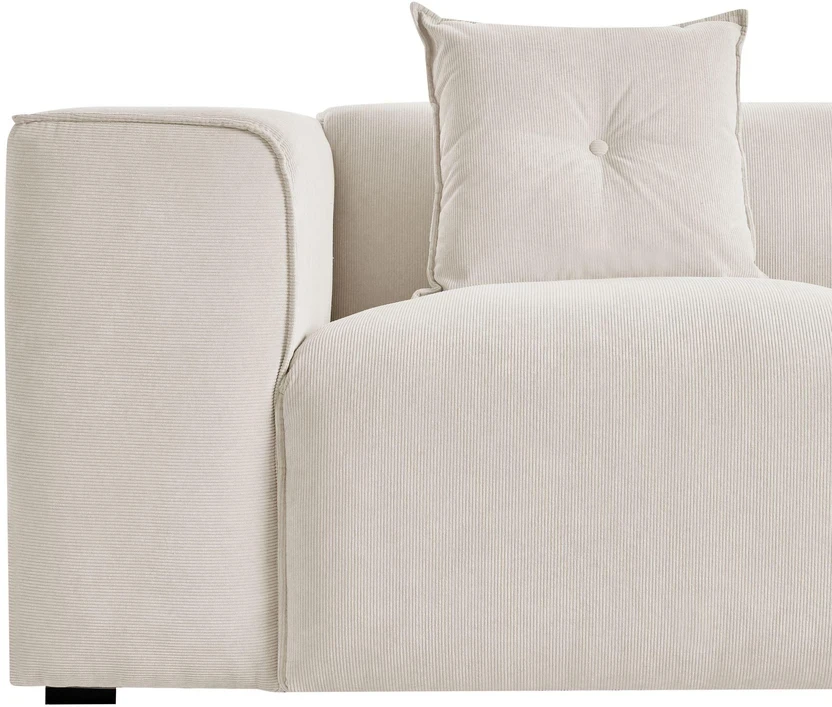 Beliani 3 vietų kampinė sofa DOLVA, velvetas, kreminė balta, kairinė