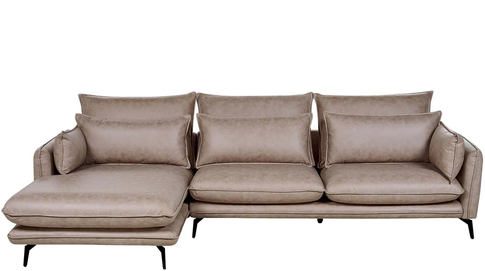 Beliani 3 vietų kampinė sofa GALLO, ekologiška zomša, šviesiai ruda, dešininė