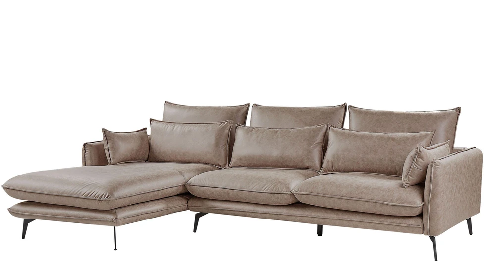 Beliani 3 vietų kampinė sofa GALLO, ekologiška zomša, šviesiai ruda, dešininė