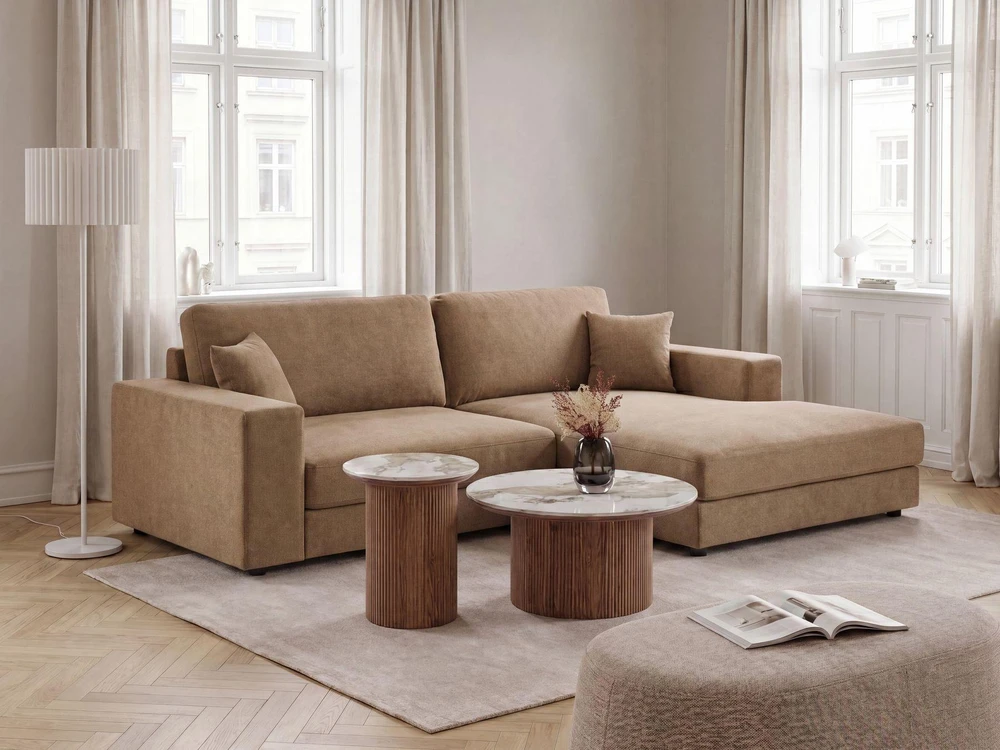 Beliani 3 vietų kampinė sofa LOFOTEN ruda, kairinė
