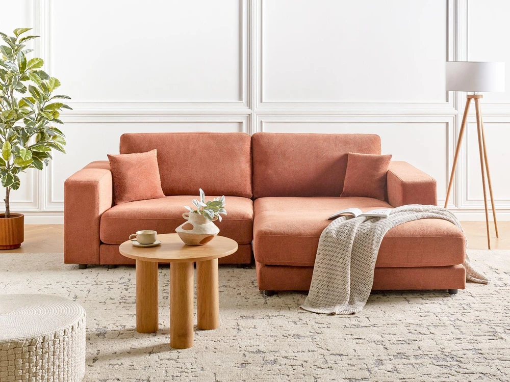 Beliani 3 vietų kampinė sofa LOFOTEN ryškiai raudona, kairinė