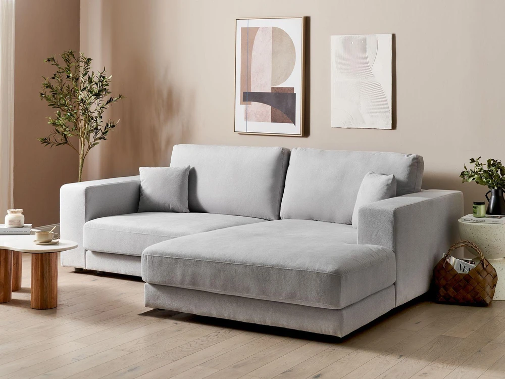 Beliani 3 vietų kampinė sofa LOFOTEN šviesiai pilka, kairinė