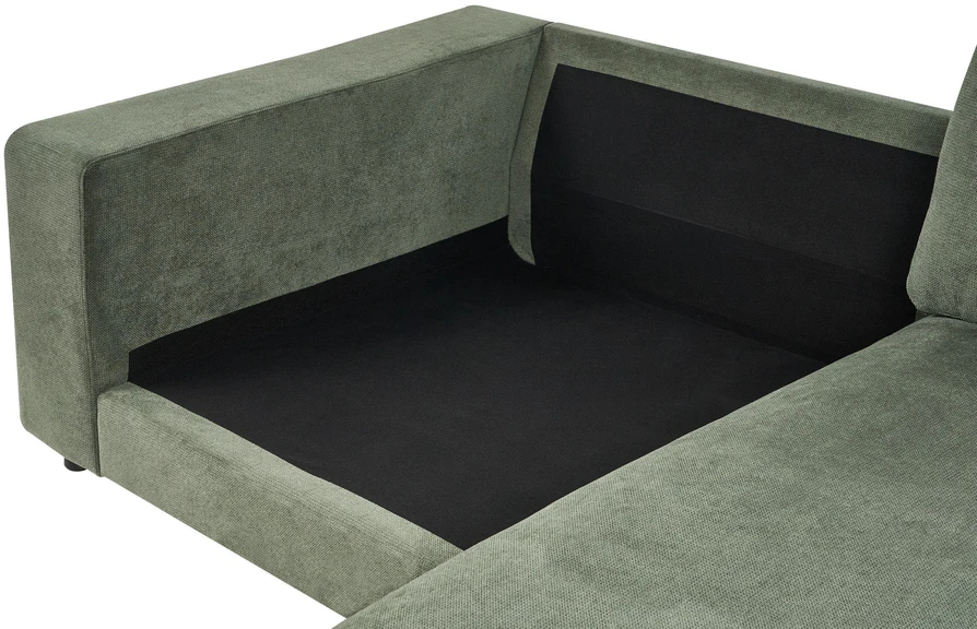 Beliani 3 vietų kampinė sofa LOFOTEN žalia, kairinė