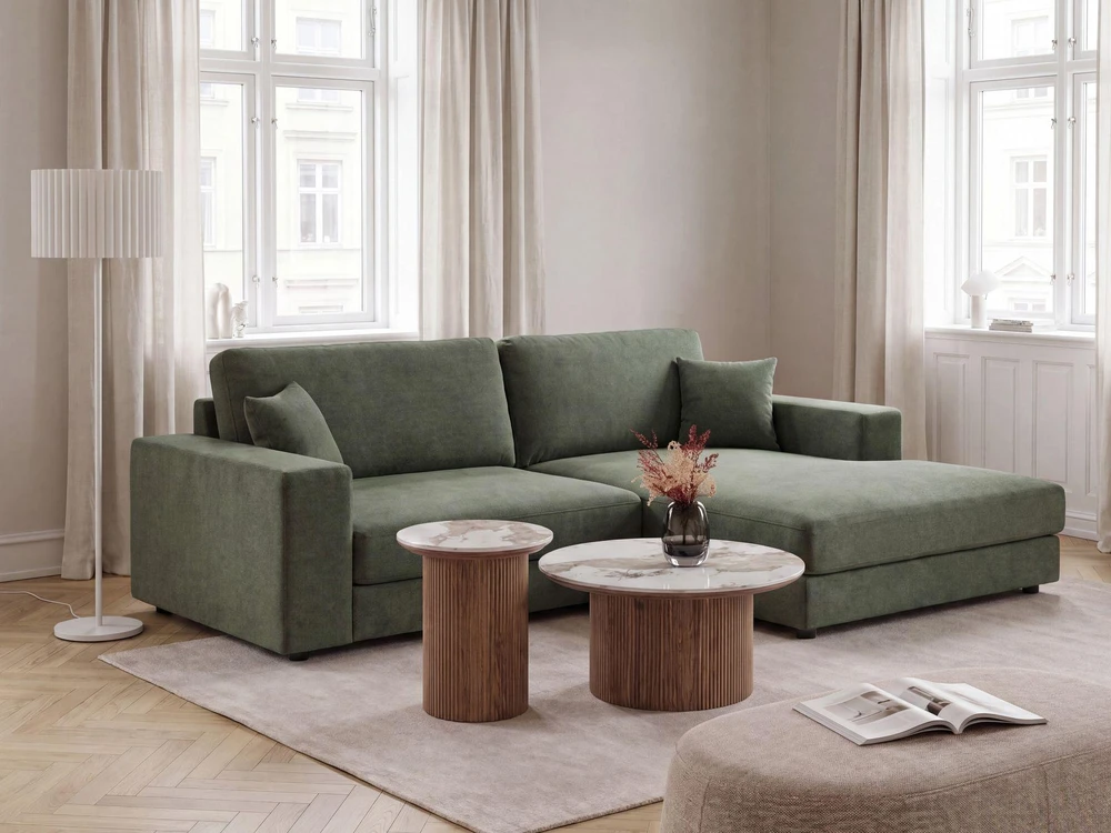 Beliani 3 vietų kampinė sofa LOFOTEN žalia, kairinė