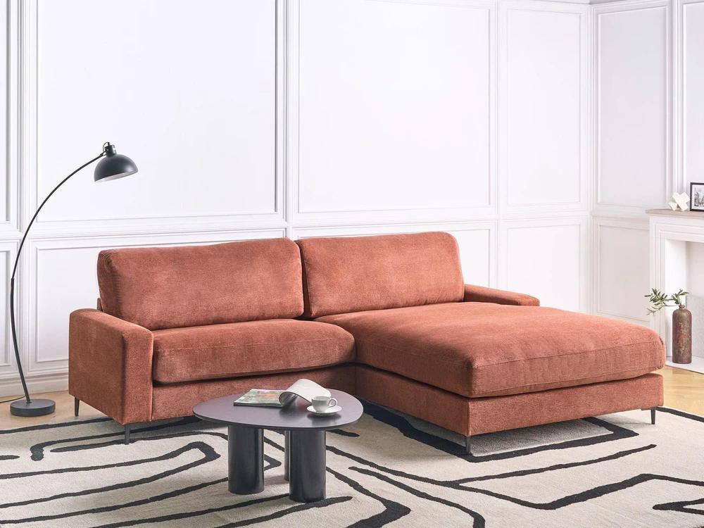 Beliani 3 vietų kampinė sofa MALOY raudona, kairinė