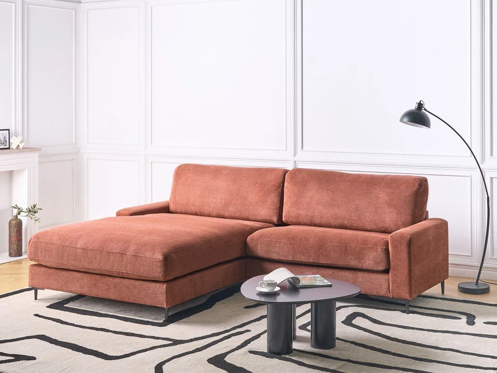 Beliani 3 vietų kampinė sofa MALOY, raudona, dešininė