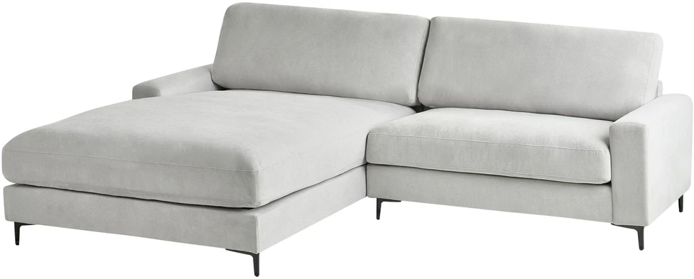 Beliani 3 vietų kampinė sofa MALOY, šenilas, šviesiai pilka, dešininė