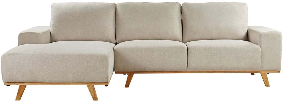 Beliani 3 vietų kampinė sofa NORA, smėlio spalvos, dešininė