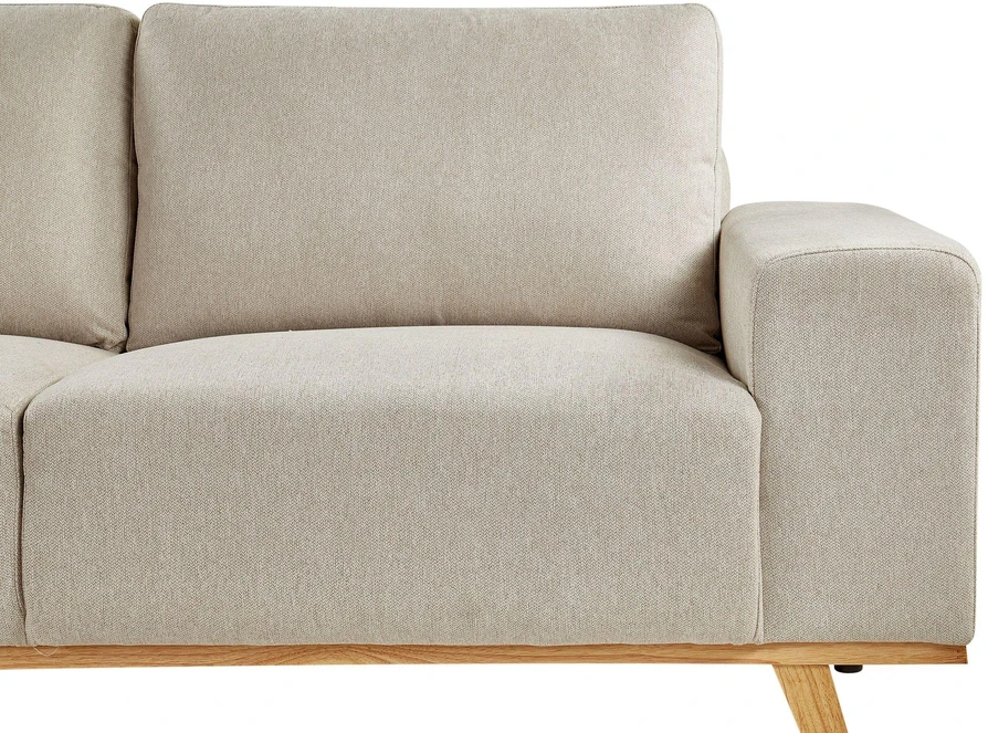 Beliani 3 vietų kampinė sofa NORA, smėlio spalvos, dešininė