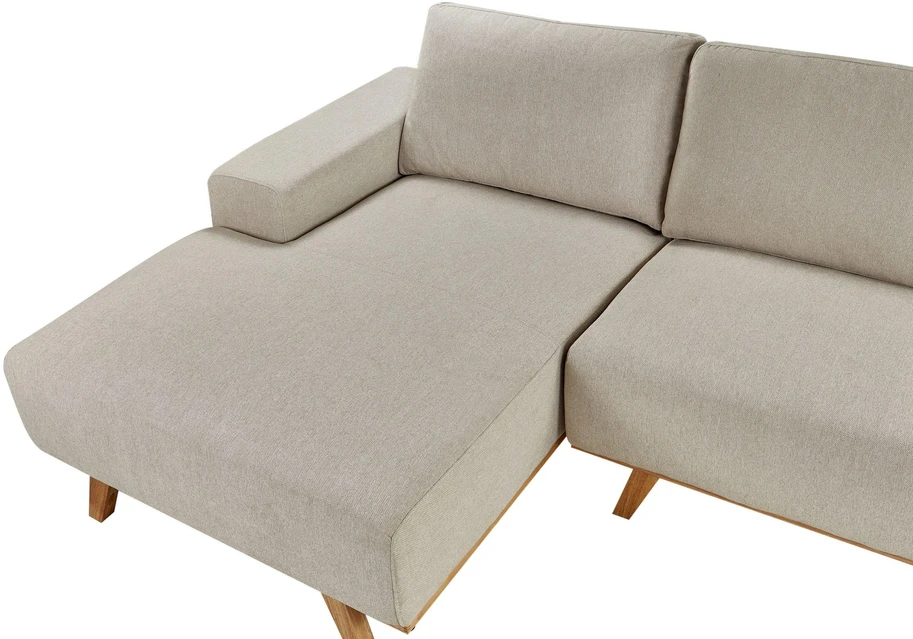 Beliani 3 vietų kampinė sofa NORA, smėlio spalvos, dešininė