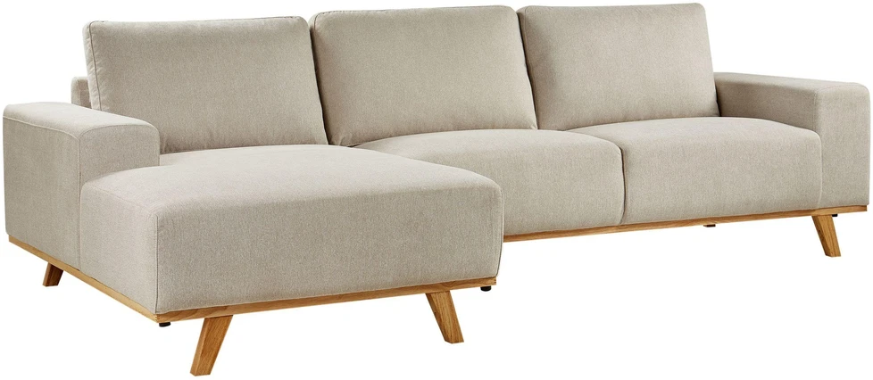 Beliani 3 vietų kampinė sofa NORA, smėlio spalvos, dešininė
