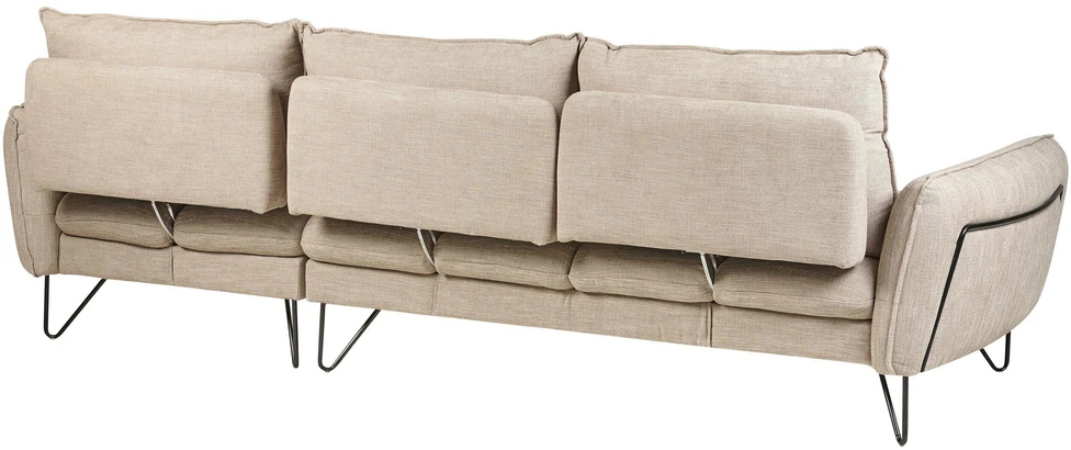 Beliani 3 vietų kampinė sofa SERSAN, šenilas, smėlio spalvos, kairinė