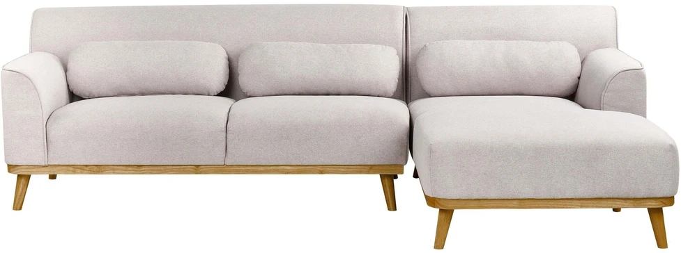 Beliani 3 vietų kampinė sofa SIMOS šviesiai pilka, kairinė