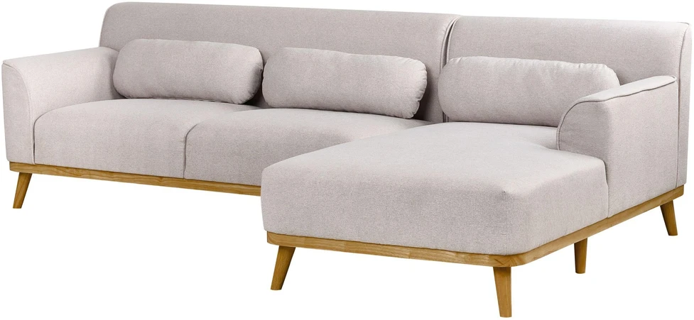 Beliani 3 vietų kampinė sofa SIMOS šviesiai pilka, kairinė