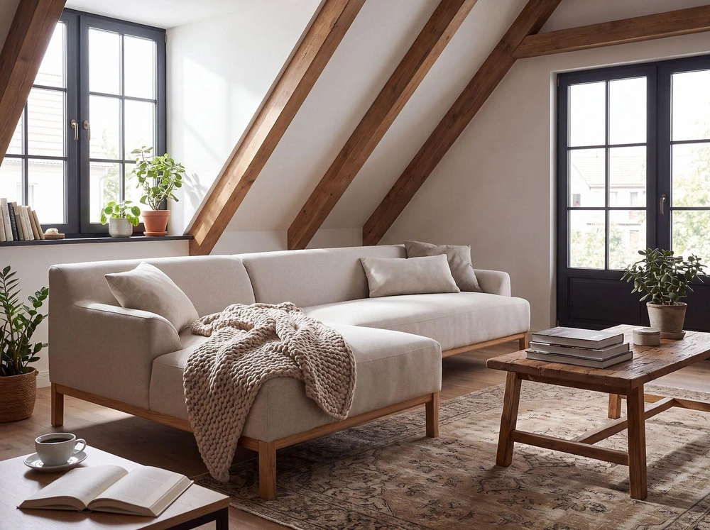 Beliani 3 vietų kampinė sofa SOSJO šviesiai smėlio spalvos, dešinė pusė