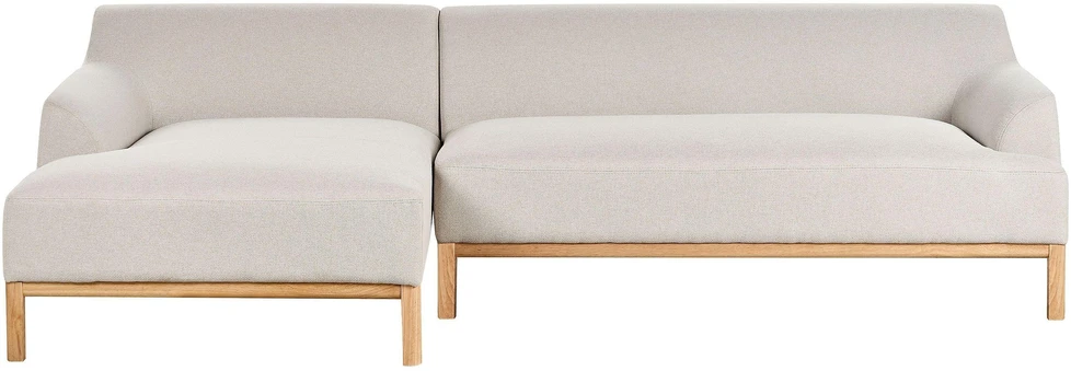 Beliani 3 vietų kampinė sofa SOSJO šviesiai smėlio spalvos, dešinė pusė
