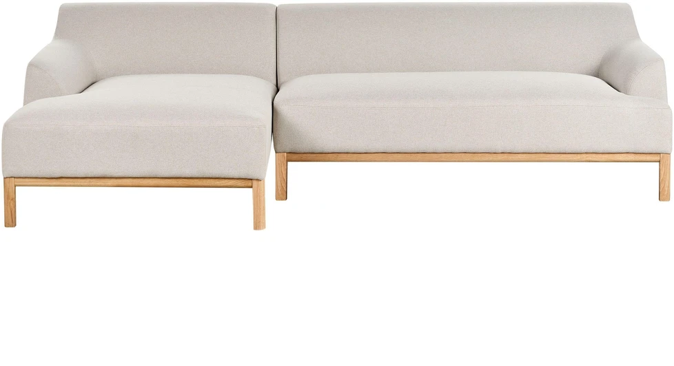 Beliani 3 vietų kampinė sofa SOSJO šviesiai smėlio spalvos, dešinė pusė