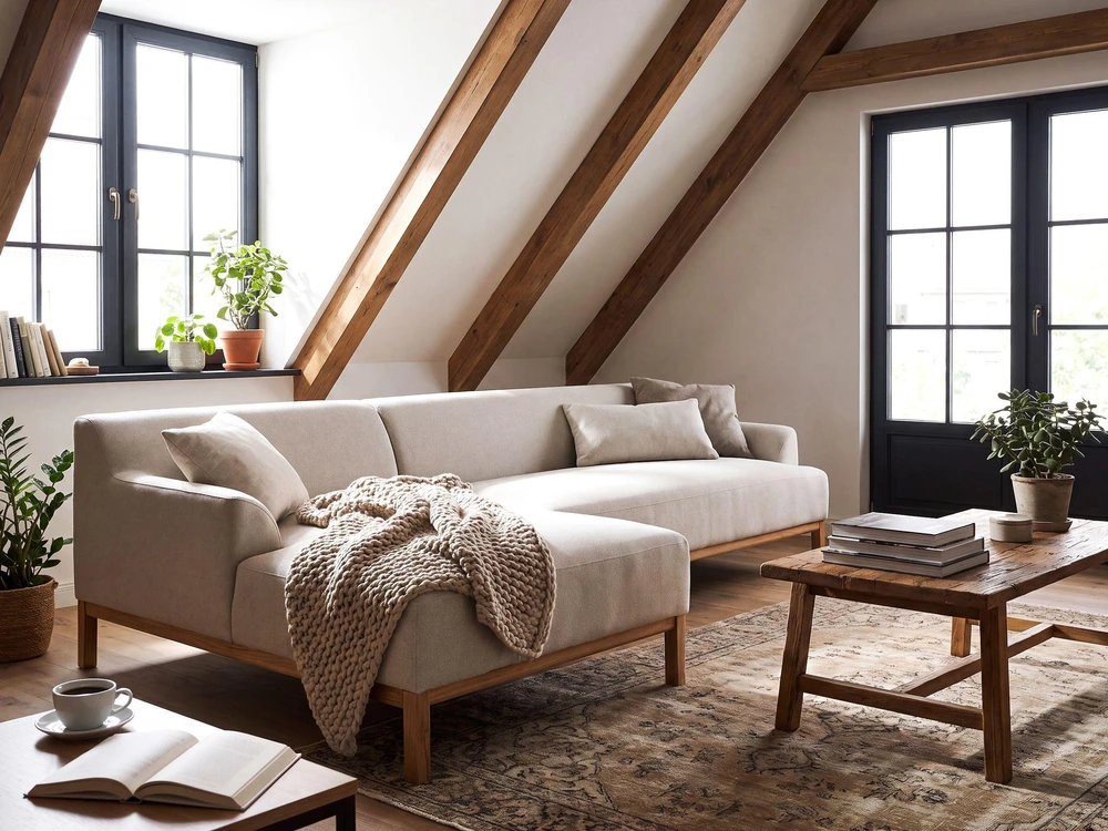 Beliani 3 vietų kampinė sofa SOSJO šviesiai smėlio spalvos, dešinė pusė