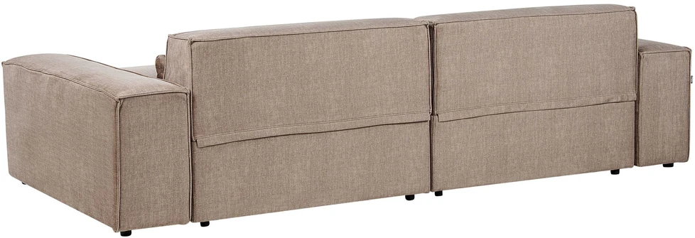 Beliani 3 vietų modulinė kampinė sofa HELLNAR su pufu, šviesiai ruda, dešininė