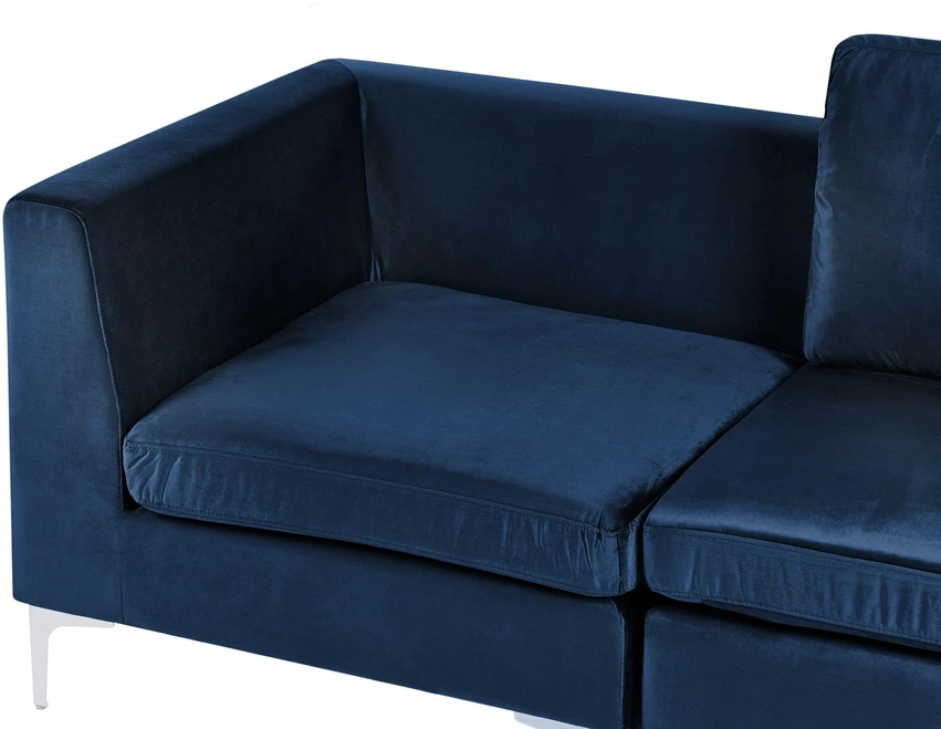 Beliani 3 vietų modulinė sofa EVJA, tamsiai mėlynas veliūras