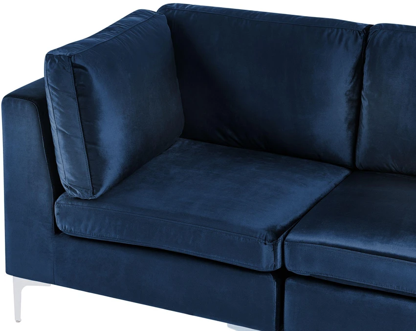 Beliani 3 vietų modulinė sofa EVJA, tamsiai mėlynas veliūras