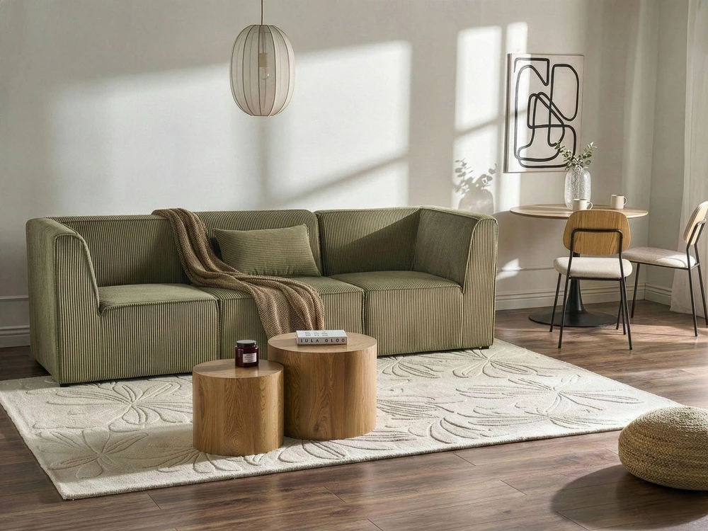 Beliani 3 vietų modulinė sofa LEMVIG, žalias velvetas