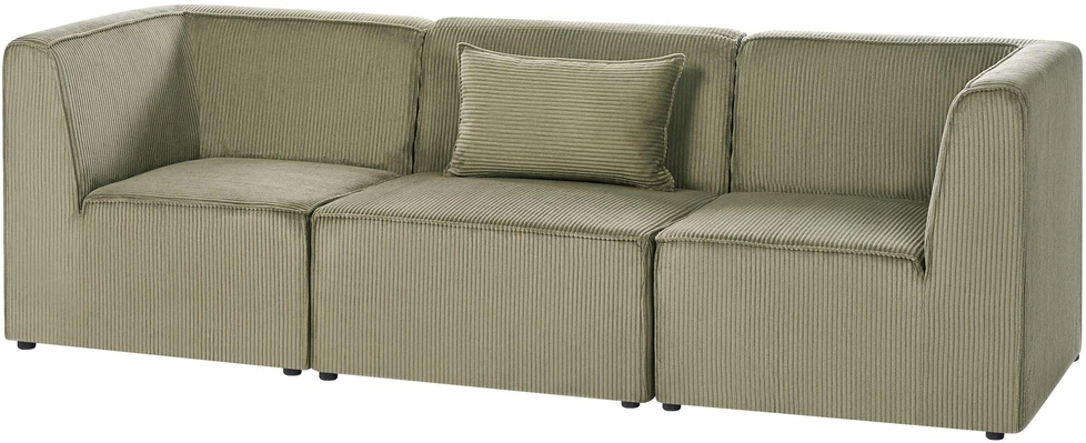 Beliani 3 vietų modulinė sofa LEMVIG, žalias velvetas