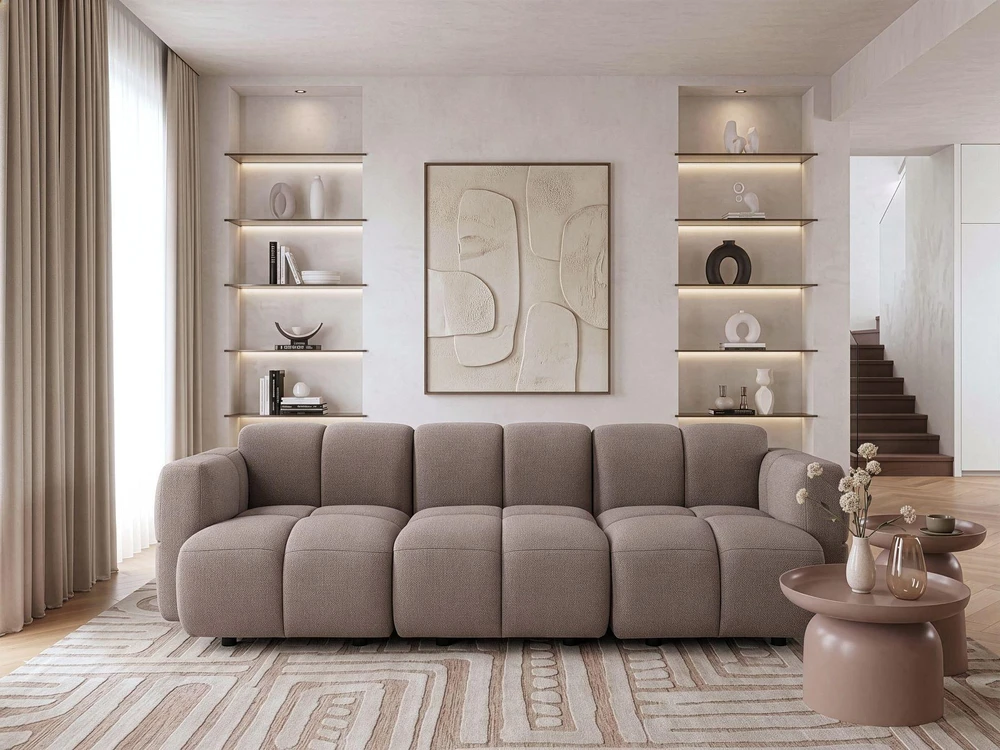 Beliani 3 vietų modulinė sofa MAKSABERG, smėlio pilkos spalvos