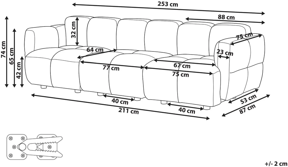 Beliani 3 vietų modulinė sofa MAKSABERG, smėlio pilkos spalvos