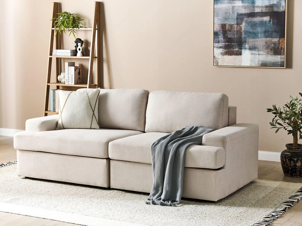 Beliani 3 vietų sofa ALLA šviesiai smėlio spalvos