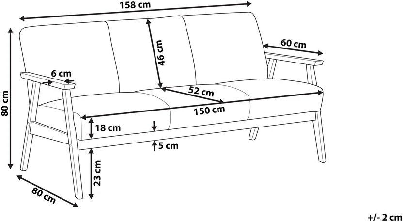 Beliani 3 vietų sofa ASNES ruda