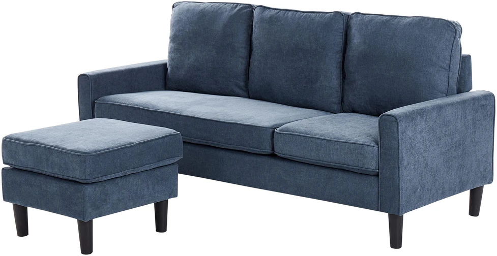 Beliani 3 vietų sofa AVESTA, tamsiai mėlyna su atrama kojoms