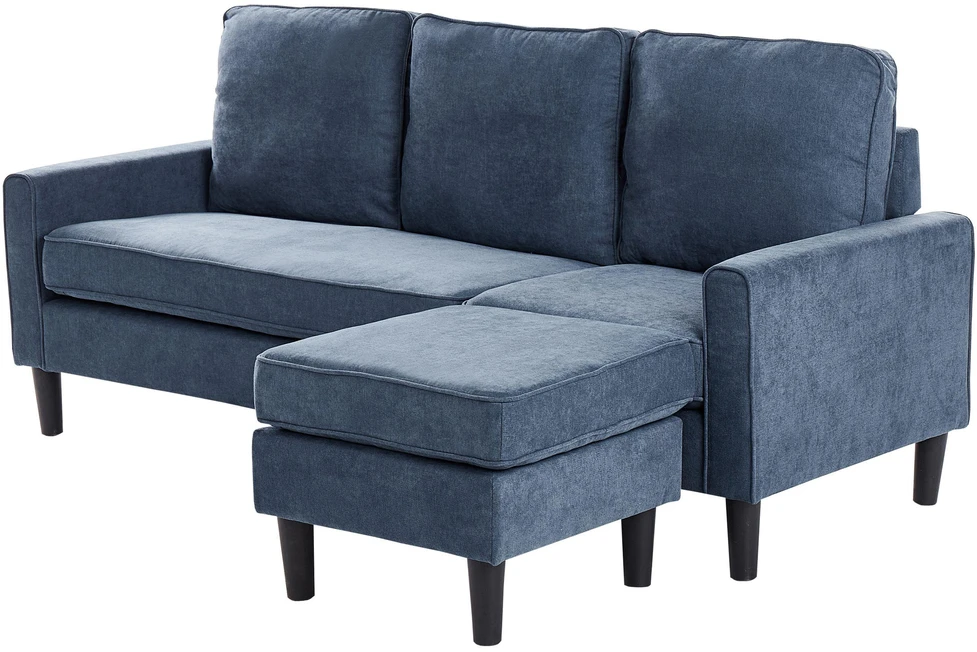 Beliani 3 vietų sofa AVESTA, tamsiai mėlyna su atrama kojoms
