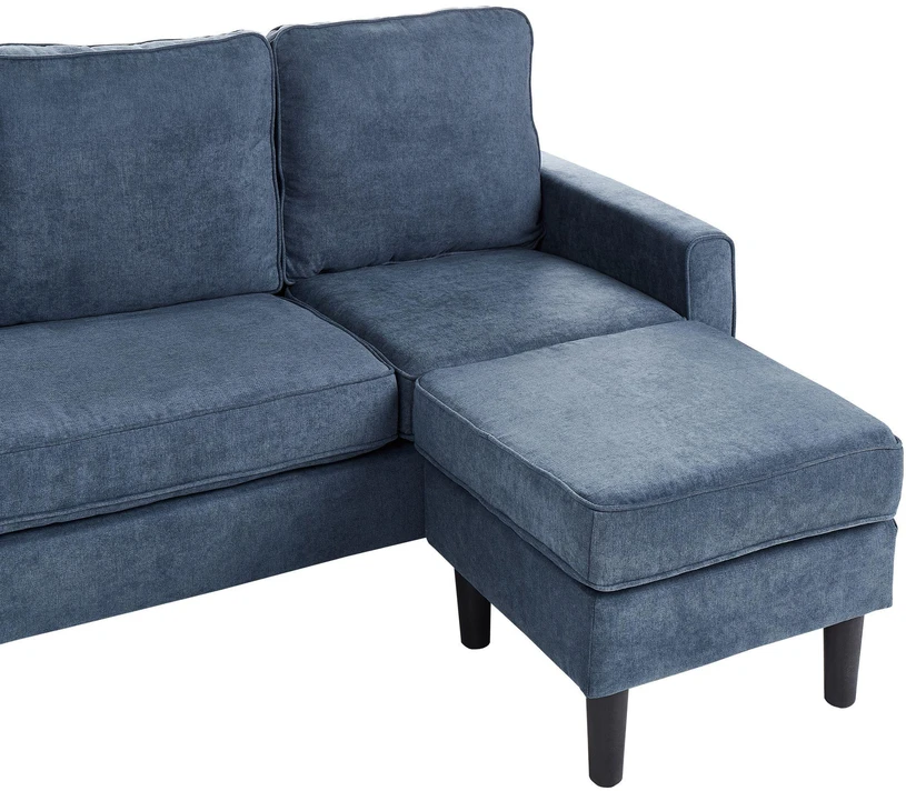 Beliani 3 vietų sofa AVESTA, tamsiai mėlyna su atrama kojoms