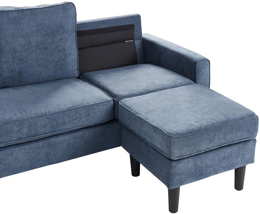 Beliani 3 vietų sofa AVESTA, tamsiai mėlyna su atrama kojoms