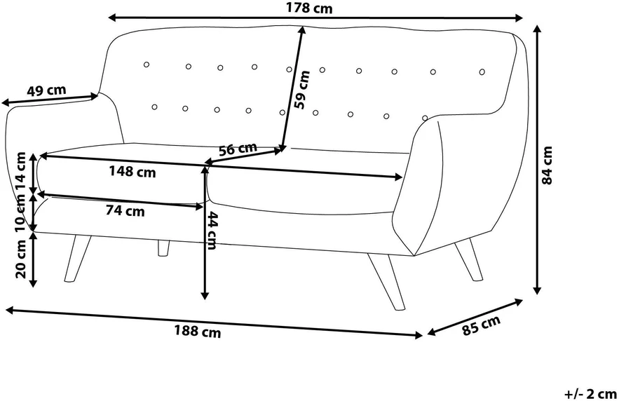 Beliani 3 vietų sofa BODO, aksominė, pilka