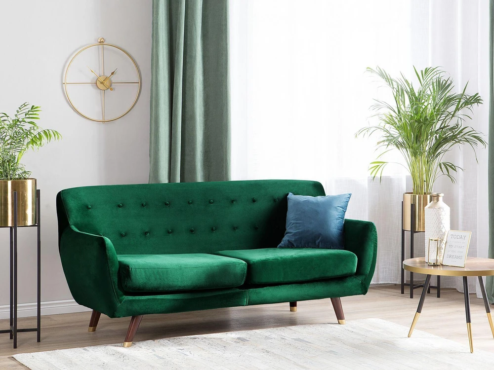 Beliani 3 vietų sofa BODO veliūrinė smaragdinė
