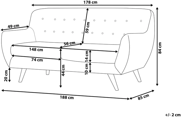 Beliani 3 vietų sofa BODO veliūrinė smaragdinė