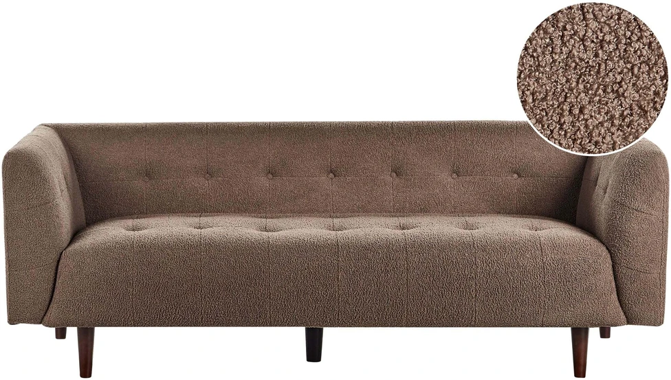 Beliani 3 vietų sofa BYSKE, ruda boucle